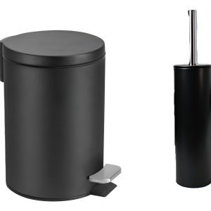 Cesto Y Escobilla Negra Mate D'accord Para Inodoro Negro