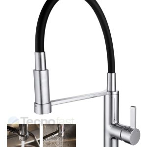 Grifo De Cocina Monocomando Piazza Kitchen Pro 10317 Cromado Color Plateado