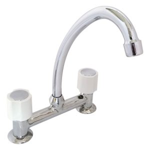 Grifería De Cocina Sobremesada Blanca -aqualaf -aq4000 33001 Cromo Brillante