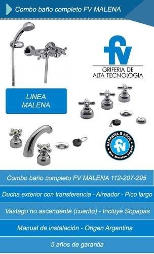 Combo Bano Completo Fv Malena L.16 112 295 207 16 Sanitarios Rubio