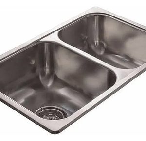 Bacha Cocina Doble Johnson R63/18f Sobre Mesada Encastrar Color Plateado