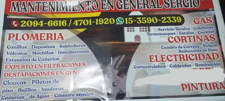 Sergio plomero electricista gasista